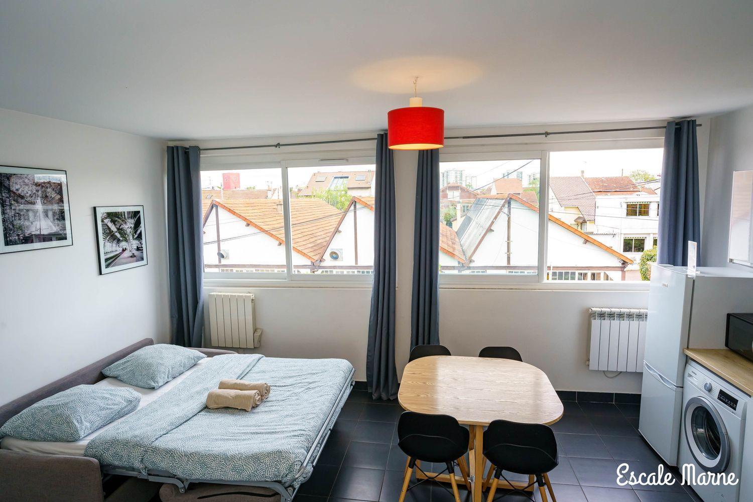 Escale-Marne Fr - 202 - Free Parking - Free Luggage Storage - All Equipped - Linen Included - Washing Machine - 10Mn Walk Metro 8 - Rer A - Panoramic View - From 1 To 14 Guests 매종알포르트 객실 사진