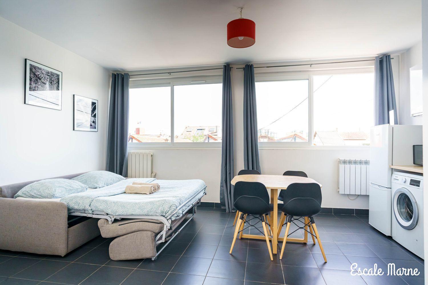 Escale-Marne Fr - 202 - Free Parking - Free Luggage Storage - All Equipped - Linen Included - Washing Machine - 10Mn Walk Metro 8 - Rer A - Panoramic View - From 1 To 14 Guests 매종알포르트 객실 사진